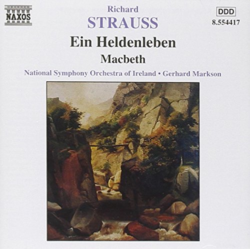 A CD cover featuring a rocky landscape painting with text "Richard Strauss" and "Ein Heldenleben".