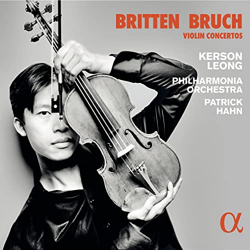 Violinist Kerson Leong on CD cover for Britten & Bruch concertos.