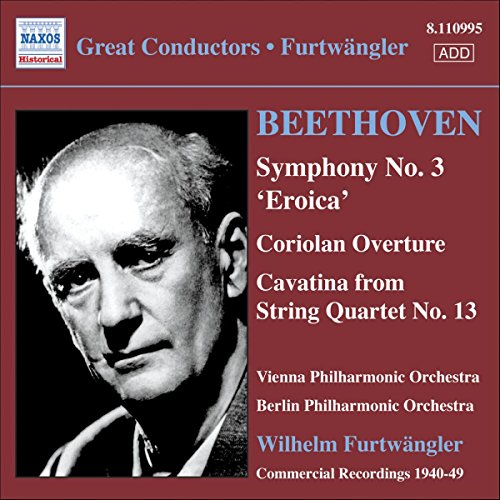 Red CD cover featuring a black-and-white portrait of Wilhelm Furtwängler with musical composition details.