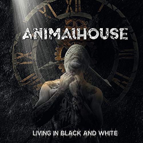 CD cover: tattooed figure with clock background, dark and gritty style.