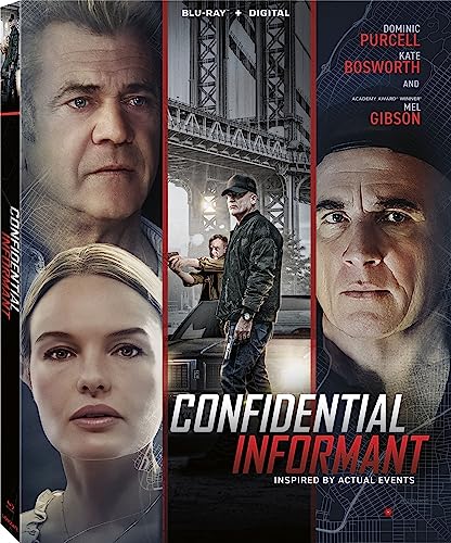 Confidential Informant" Blu-ray cover featuring Dominic Purcell, Kate Bosworth, and Mel Gibson.