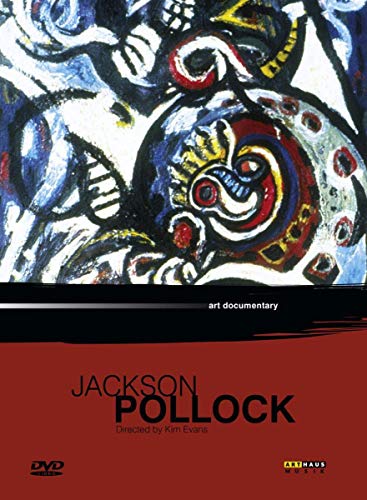 DVD cover for "Jackson Pollock" documentary, featuring abstract artwork and red background.