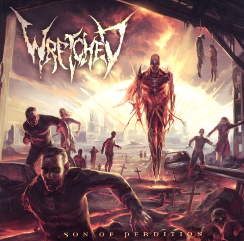 CD cover art: demonic figure amidst destruction and reaching figures.