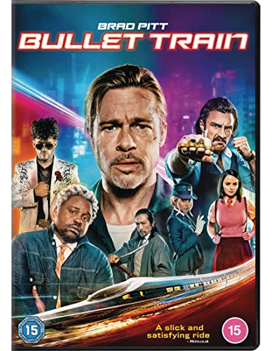 Bullet Train" DVD cover featuring Brad Pitt and an ensemble cast.