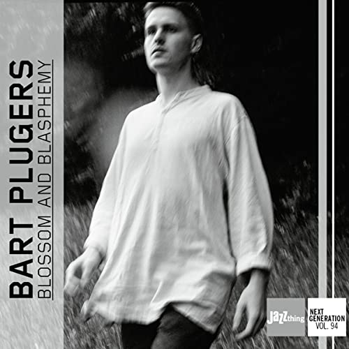 Black and white portrait of Bart Plugers for jazz album “Blossom and Blasphemy”.