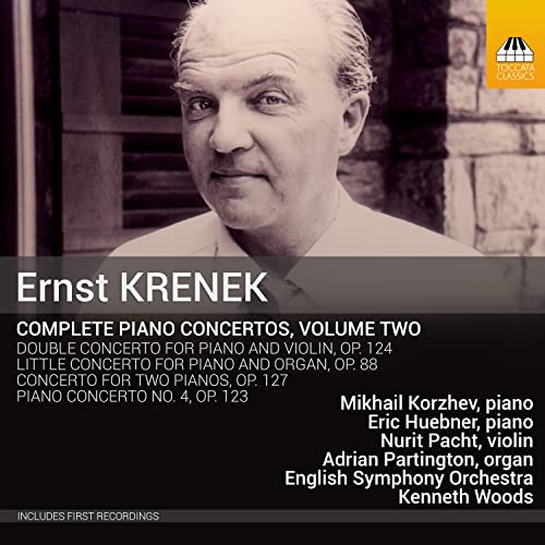 CD cover for Ernst Krenek’s piano concertos, featuring a portrait of the composer.