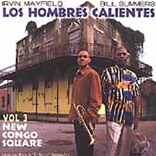 "CD cover featuring two men standing in front of a building, one holding a trumpet."