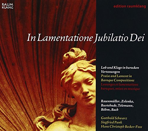 CD cover with a golden statue and red drapes, titled "In Lamentatione Jubilatio Dei".