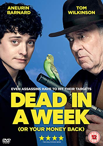 DVD cover for "Dead In A Week" featuring two men and a parakeet.