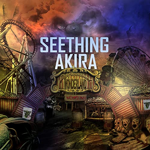 Album cover for Seething Akira’s “Dysfunctional Wonderland” with a dark carnival scene.