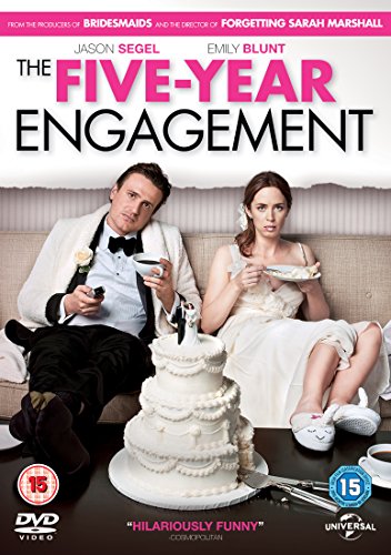 DVD cover for "The Five-Year Engagement" featuring Jason Segel and Emily Blunt.