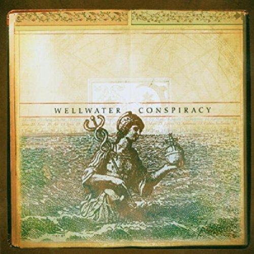 "Album cover with illustration of a man emerging from water, holding a lantern."