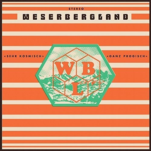 CD cover with orange and white stripes, a green hexagon, and bold letters.