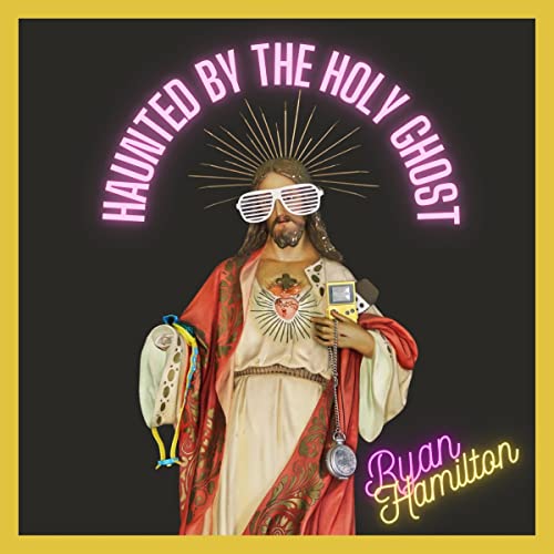 CD cover: Jesus with sunglasses and a boombox, neon text.