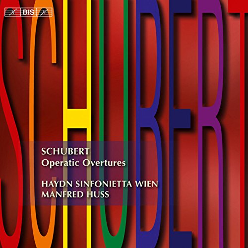 CD cover for Schubert's Operatic Overtures, colorful abstract lettering.