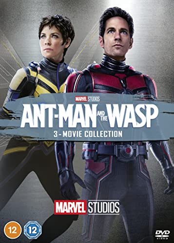 Ant-Man and The Wasp DVD cover featuring Paul Rudd and Evangeline Lilly.
