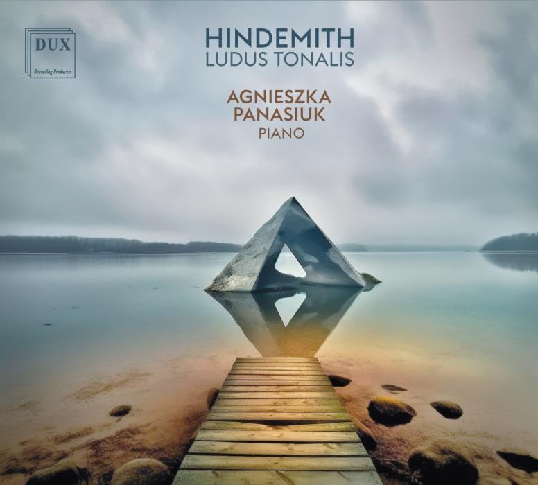 CD cover: abstract geometric sculpture reflected in water, wooden pier.