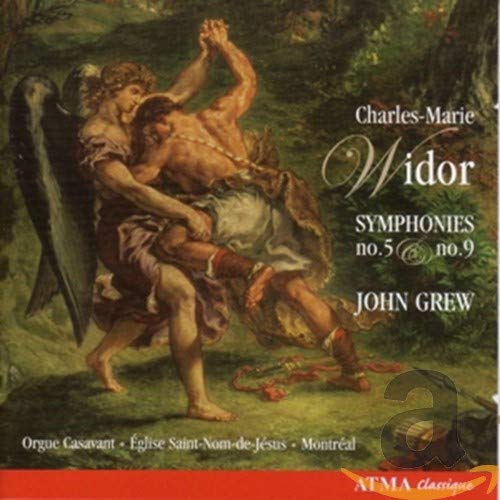 CD cover: painting of angels wrestling, text "Widor Symphonies" and "John Grew".