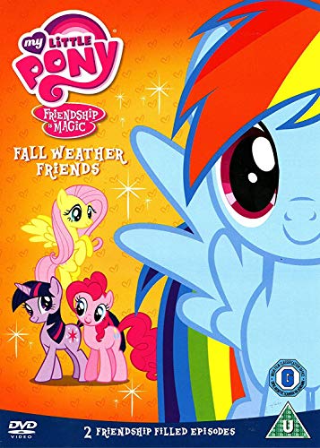 "My Little Pony DVD cover featuring Rainbow Dash and three other ponies on orange background."