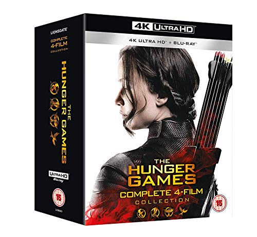 The Hunger Games 4-film collection box set featuring Katniss Everdeen with a quiver.