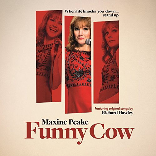 “Funny Cow” soundtrack CD cover featuring Maxine Peake in triplicate, red background.