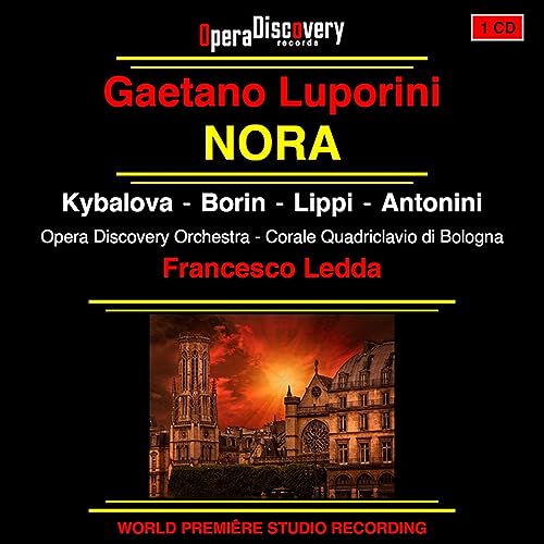CD cover for Gaetano Luporini’s “Nora” opera, featuring a cathedral image.