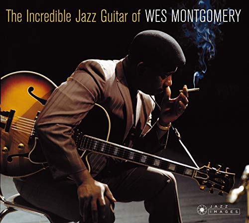 Wes Montgomery album cover: guitarist with guitar and cigarette.