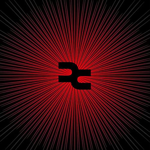 Red lines radiate from a black central symbol on a dark background.