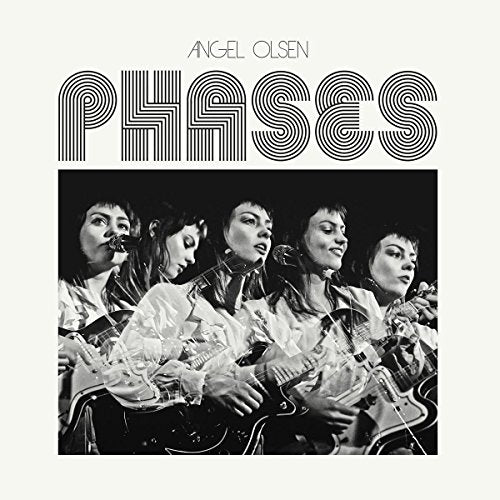 Angel Olsen's album cover: black-and-white photo of five musicians on a white background.