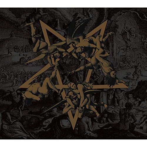 CD cover with a pentagram and demonic figures in a dark scene.