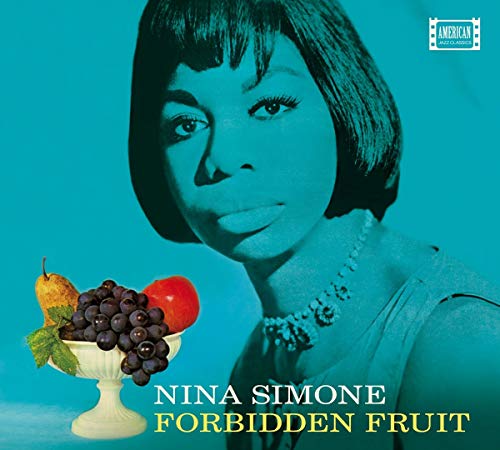 Album cover featuring Nina Simone with a bowl of fruit, blue-toned image.