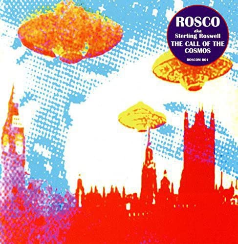 CD cover with UFOs over a silhouetted cityscape, blue and red.