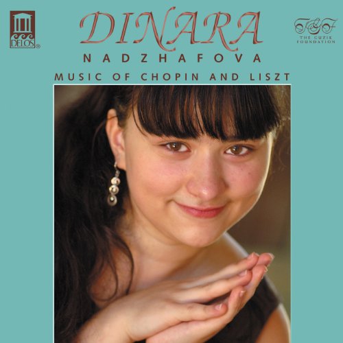 CD cover featuring pianist Dinara Nadzhafova with teal background.