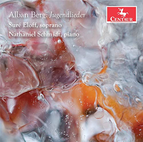 CD cover for Alban Berg's Jugendlieder, with abstract marbled artwork.