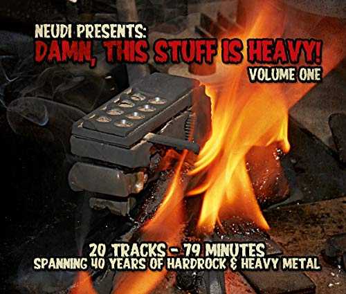CD cover with a metal object engulfed in flames, text reads "Damn, This Stuff Is Heavy.
