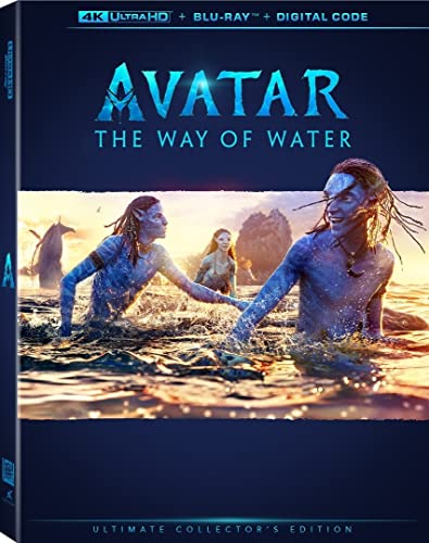 Avatar: The Way of Water" Blu-ray case featuring characters in ocean water.