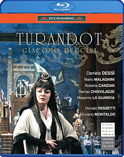 Blu-ray cover for Puccini’s *Turandot* opera, featuring Daniela Dessi.