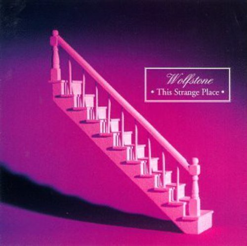 Album cover with staircase and candles, pink-purple gradient background, and "Wolfstone" text.