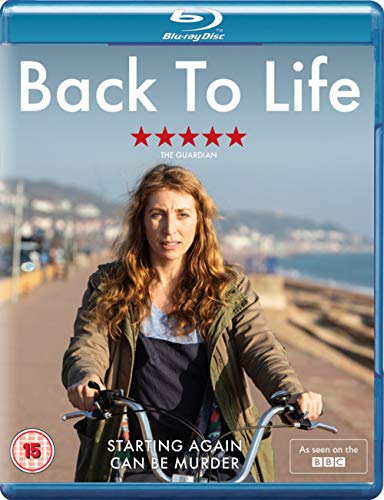 Blu-ray cover featuring a woman riding a bicycle on a coastal promenade.