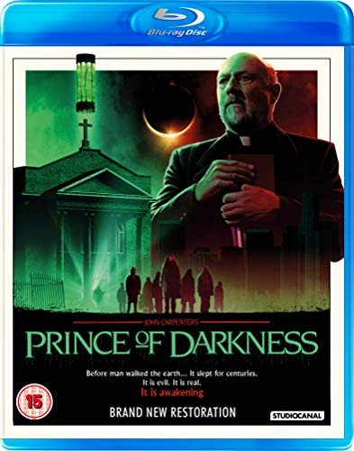 Blu-ray cover for "Prince of Darkness" featuring a priest and eerie landscape.