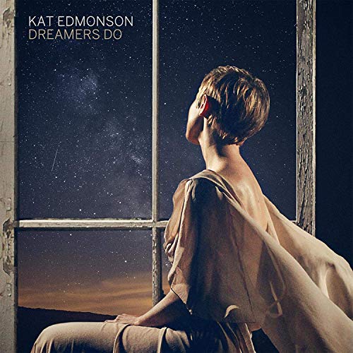 "Album cover featuring a woman sitting by a window, gazing at a starry night sky."