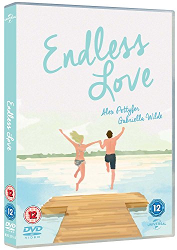 "Endless Love DVD case featuring a couple jumping on a dock, light blue background."