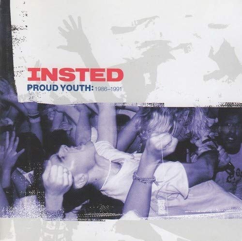 "Album cover with 'Insted Proud Youth' text, featuring a crowd surging over a person."