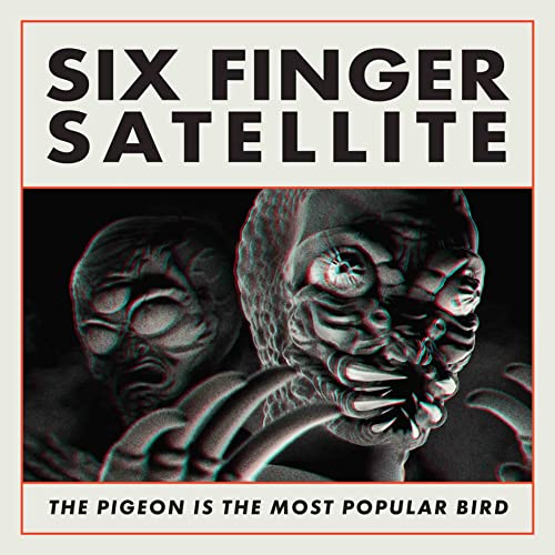 CD cover with distorted 3D image of a pigeon’s head and hands.