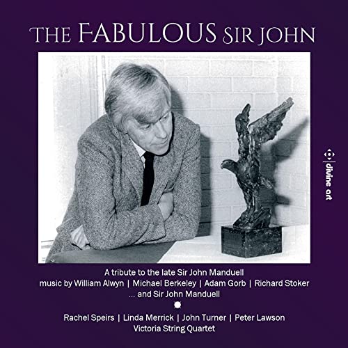 CD cover featuring a portrait of Sir John Manduell with a bird sculpture.
