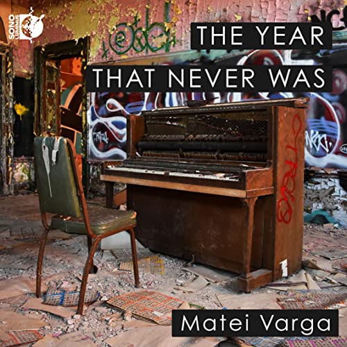 CD cover: dilapidated room with piano, chair, and graffiti art.