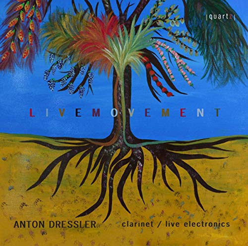 "Album cover with a painted tree and 'LIVEMOVEMENT' text on blue and yellow background."