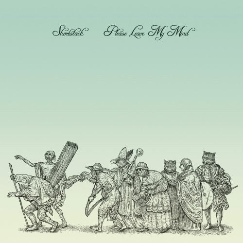 "Album cover art featuring a black and white medieval illustration on a green gradient background."