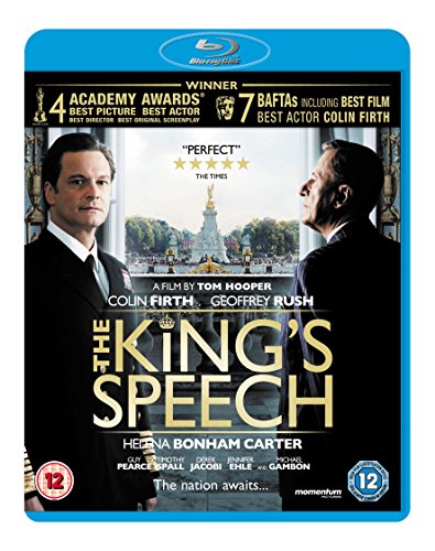 Blu-ray cover for The King's Speech featuring Colin Firth and Geoffrey Rush.