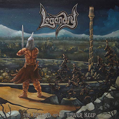 Album cover: armored figure with sword before a tower and landscape.